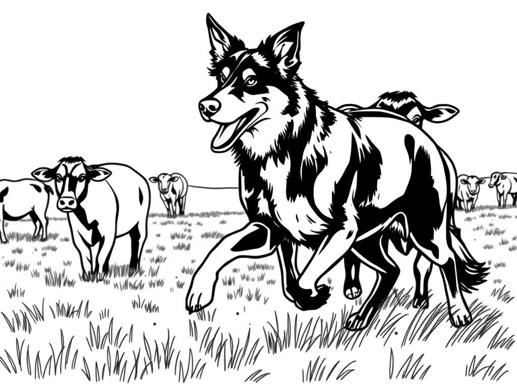 Preview of A Kelpie dog rounding up some cattle