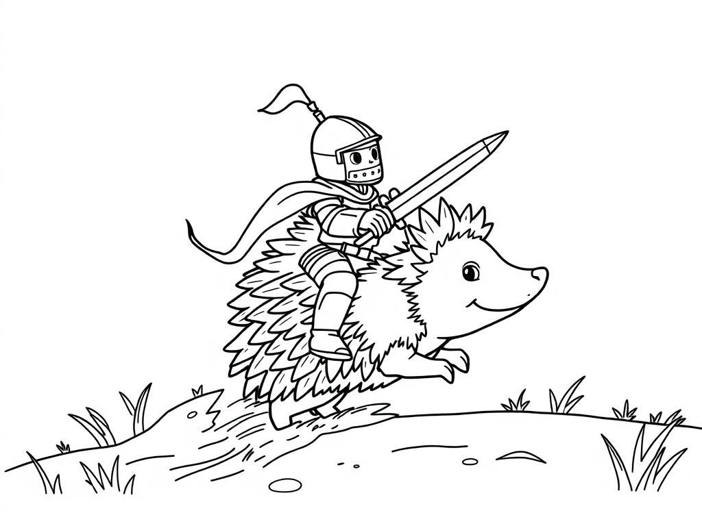 Preview of A knight riding a magic hedgehog