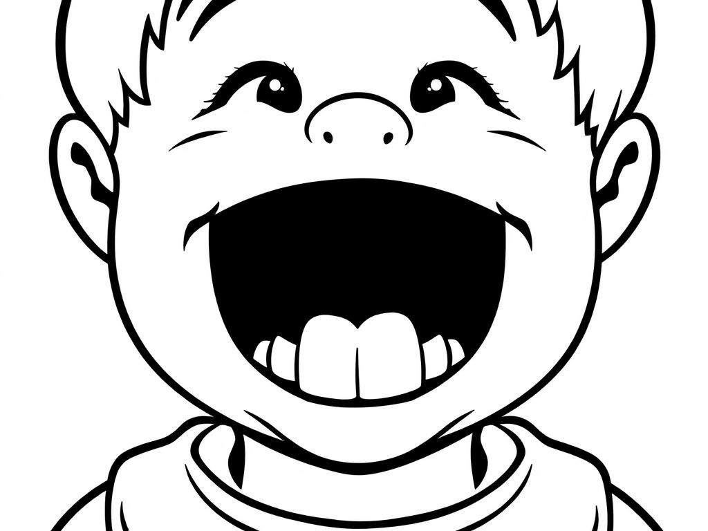 A little boy with a missing bottom tooth