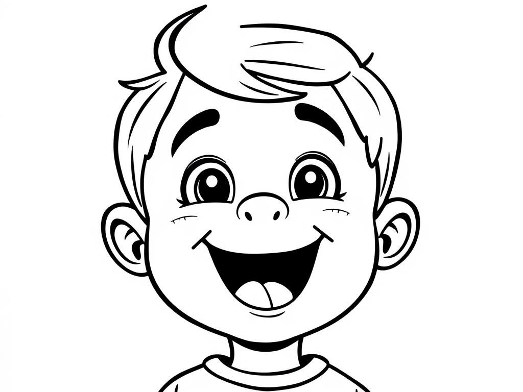 Smiling Boy Face Coloring Page
