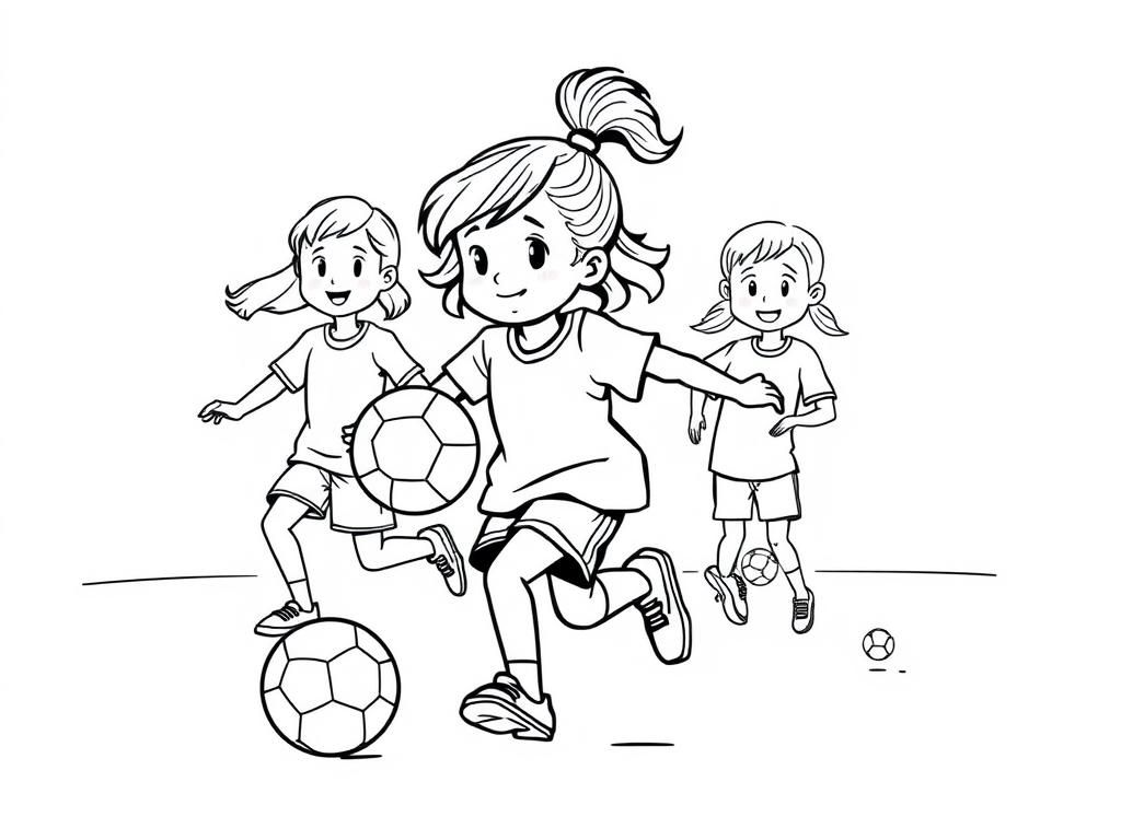 a little girl playing handball with her friends