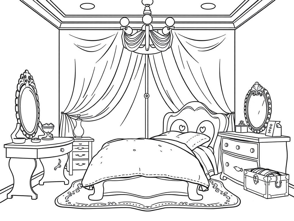 Elegant Bedroom Coloring Page