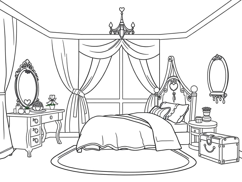 Princess Bedroom Decor Coloring Page