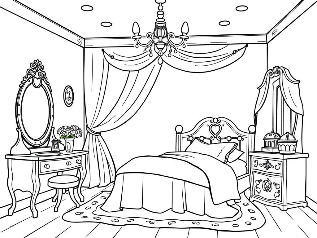 Princess Bedroom Coloring Page
