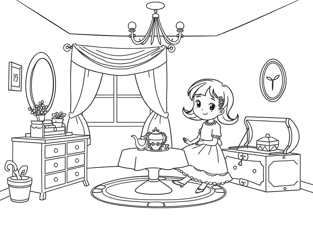 Girl's Room Decor Coloring Page