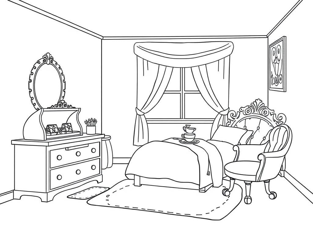 Bedroom Coloring Page