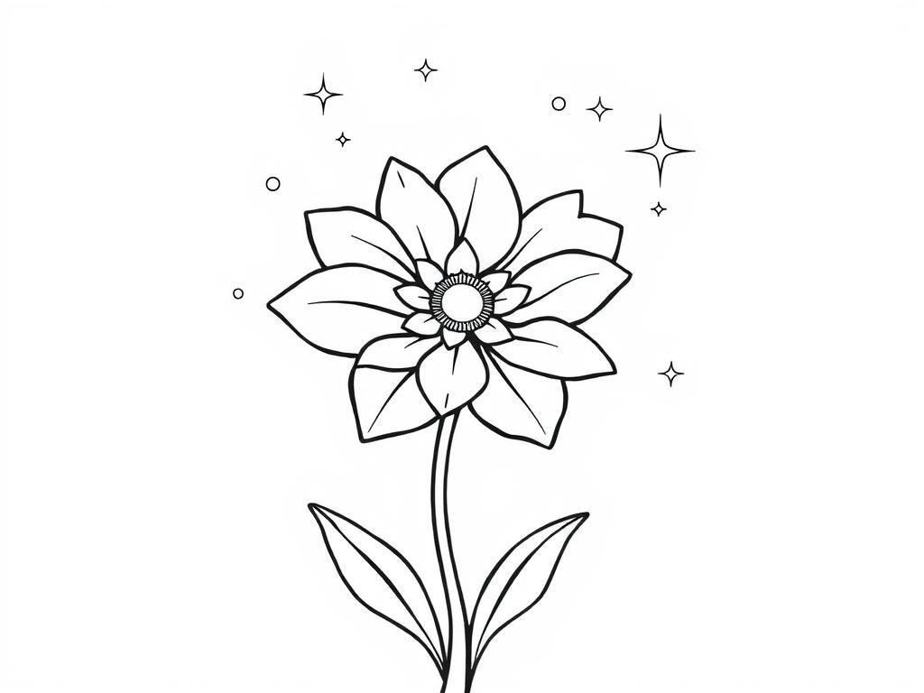 Preview of A magical flower with glowing petals, surrounded by soft sparkles in the air.