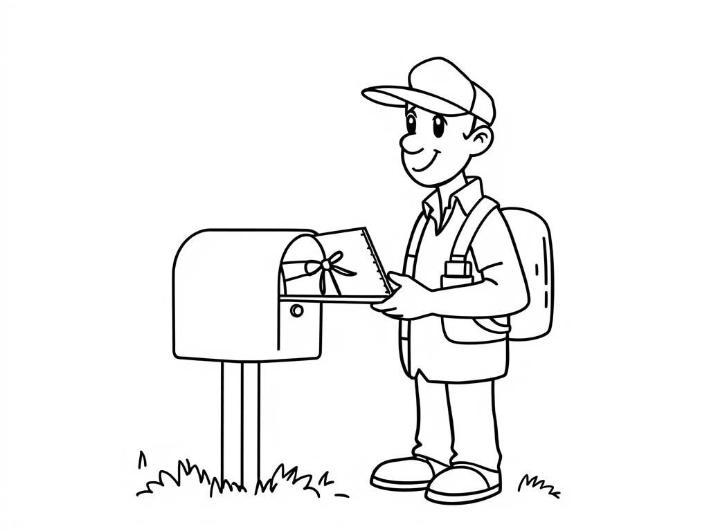 A mailman delivering mail to a mailbox