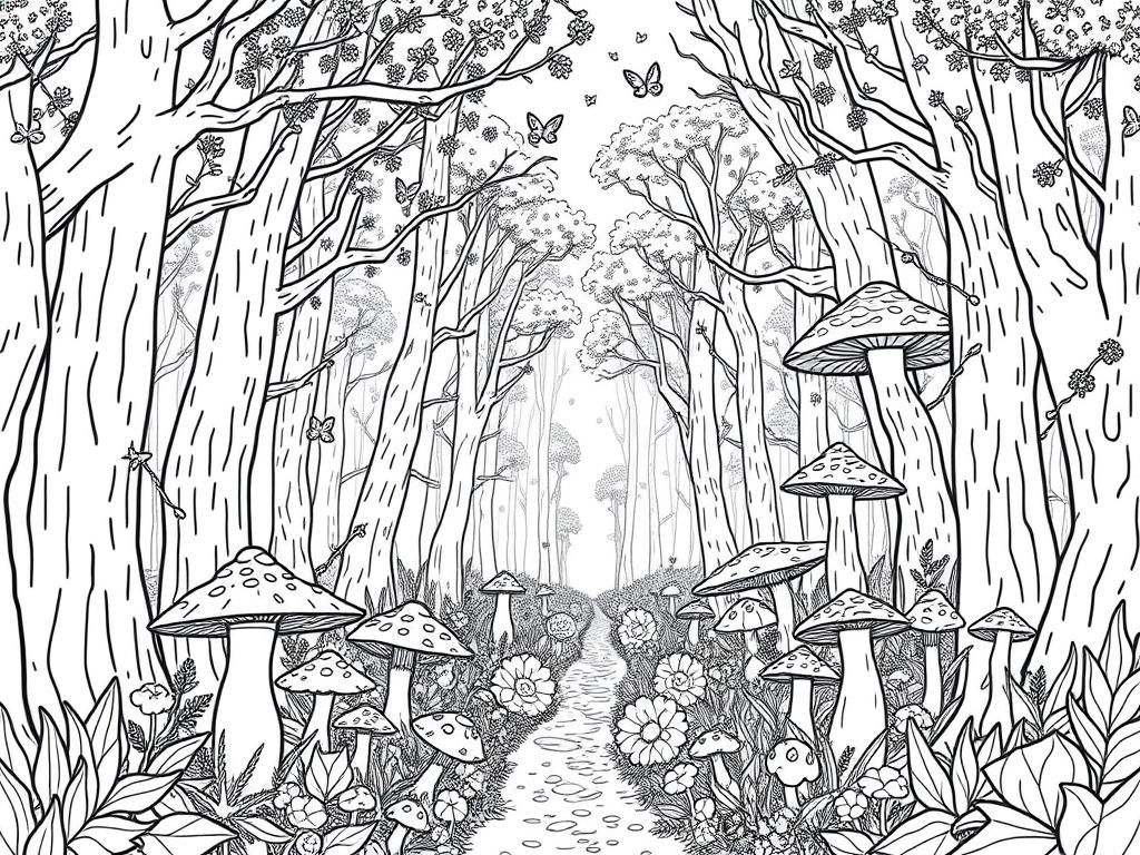 Relaxing Forest Coloring Page