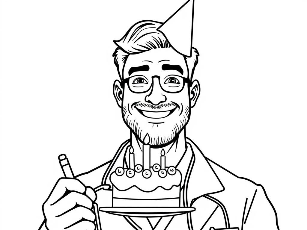 Kleurplaat jarige jongen