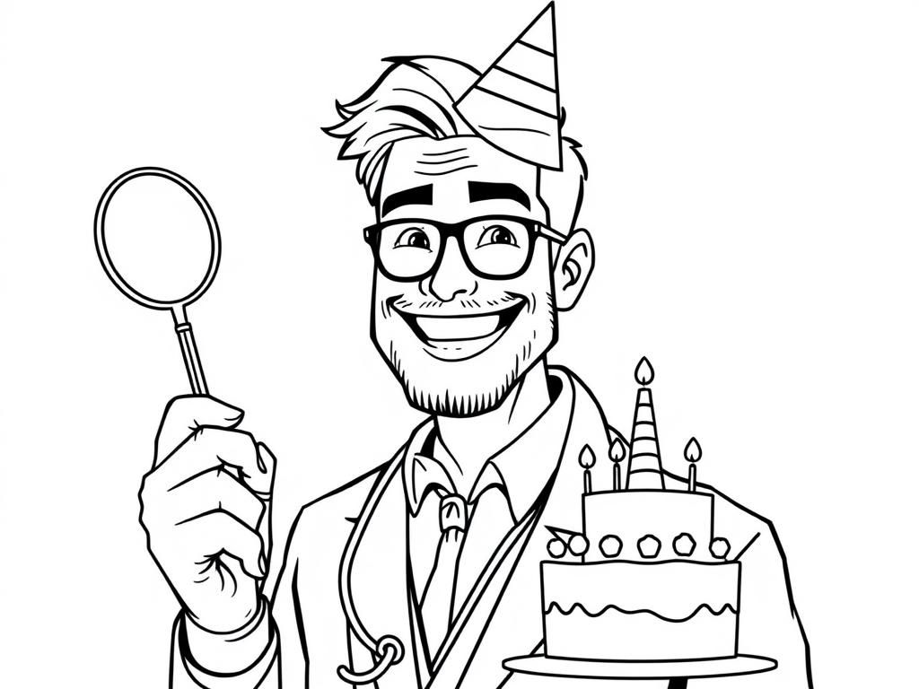 Birthday Detective Coloring Page