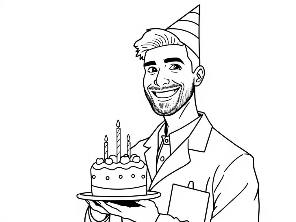 Gelukkige verjaardag man kleurplaat