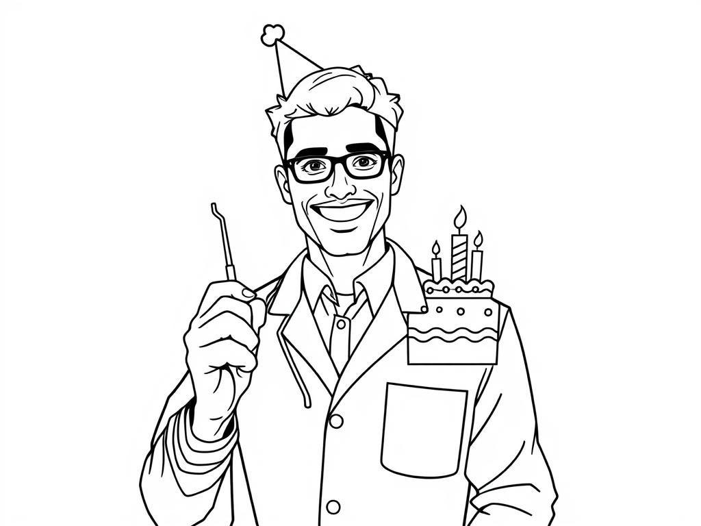 Dentist Birthday Coloring Page