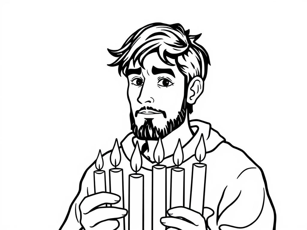 A man wearing candles