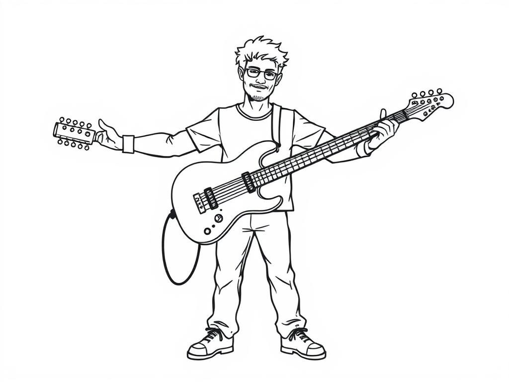 Electric Bass Guitar Coloring Page