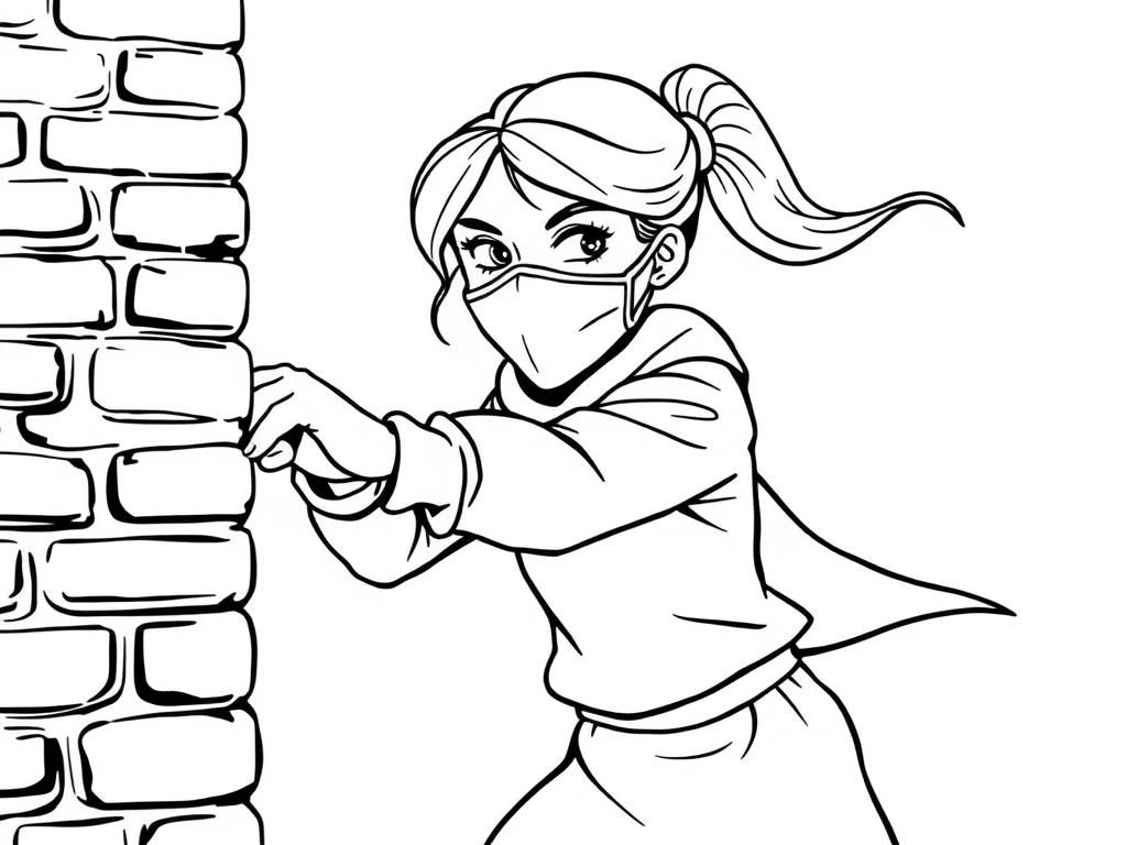 Preview of A masked girl throwing a brick