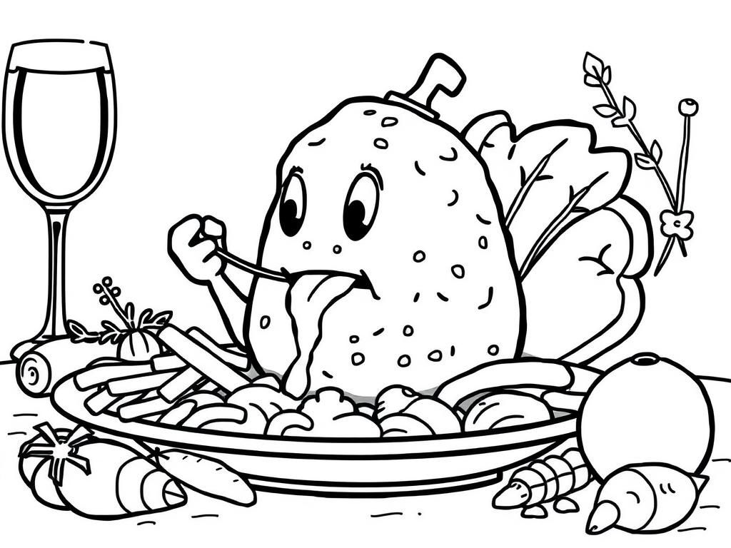 A meatball eating thanksgiving dinner