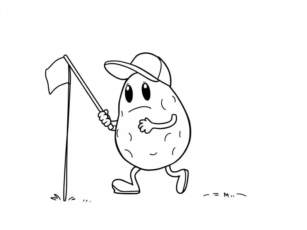 A meatball going golfing