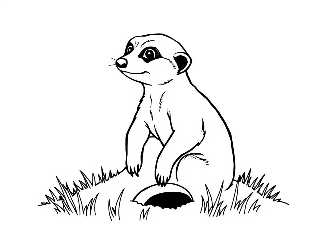 Meerkat Coloring Page for Adults and Kids