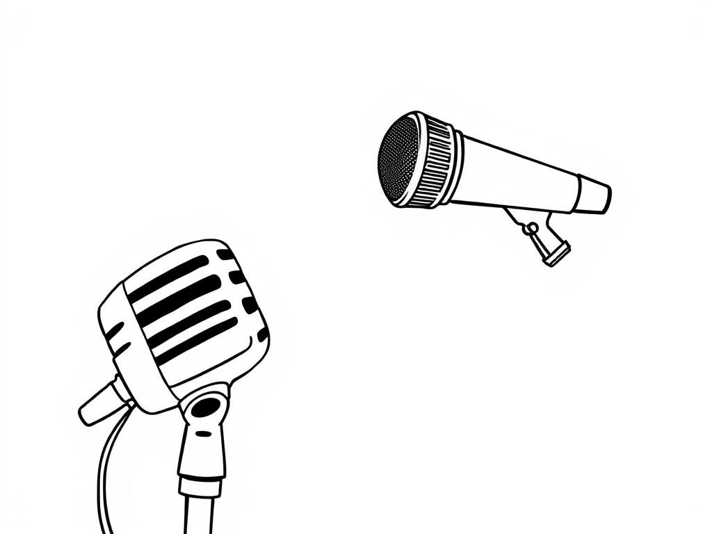 A microphone singing on a human - Free Printable Coloring Page