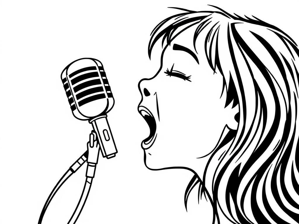 Kleurplaat van een zanger met een microfoon