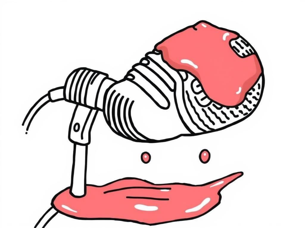 a microphone swimming in ketchup
