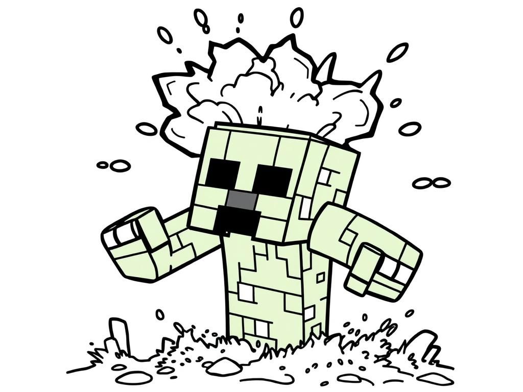 Minecraft Creeper Explosion Coloring Page