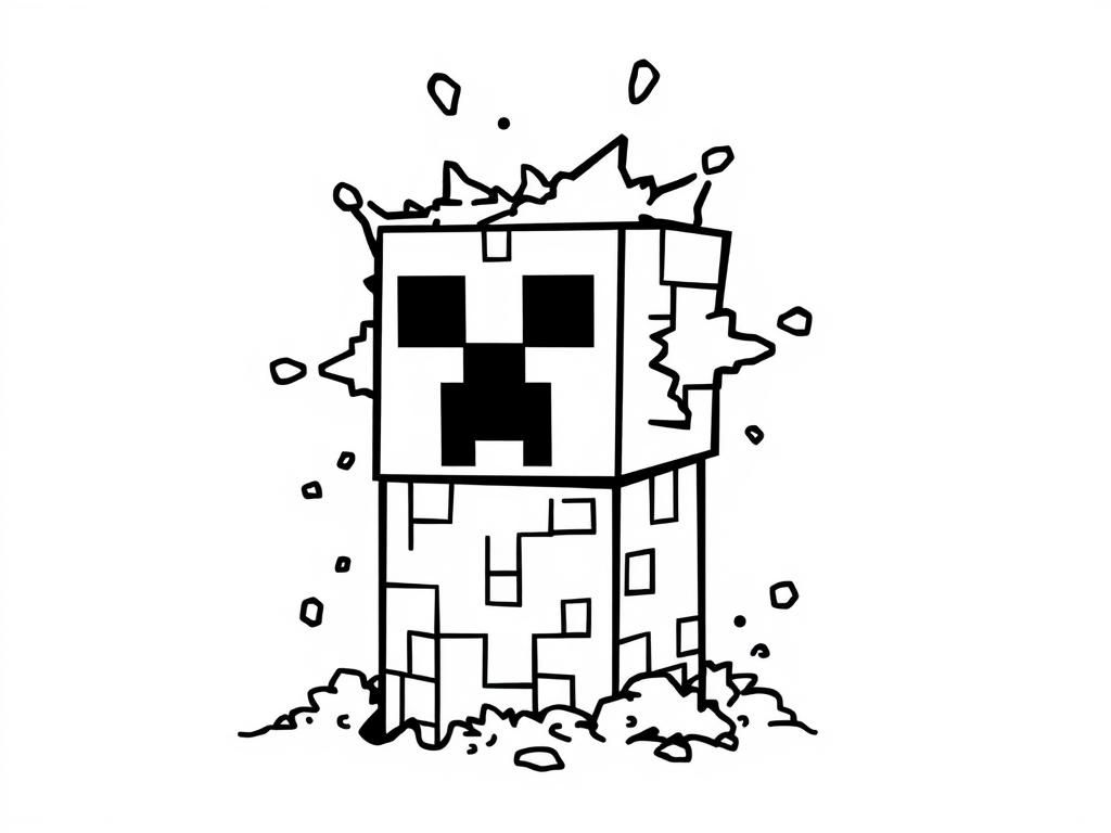 Minecraft Creeper Explosion Coloring Page