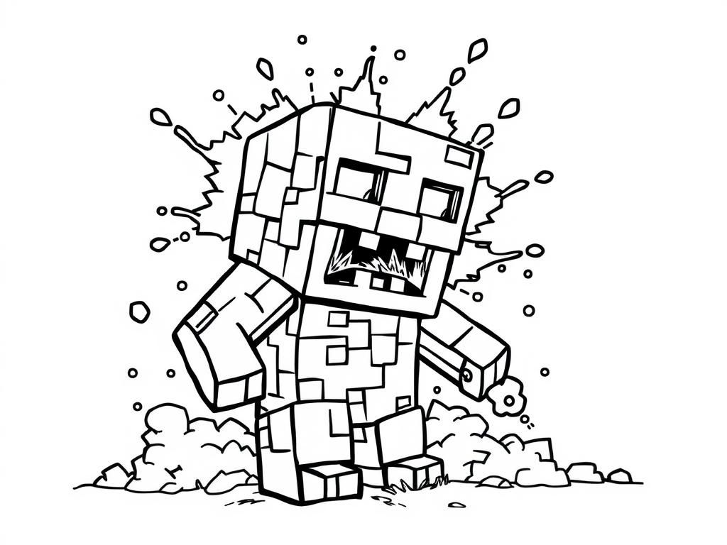 Minecraft Creeper Explosion Coloring Page