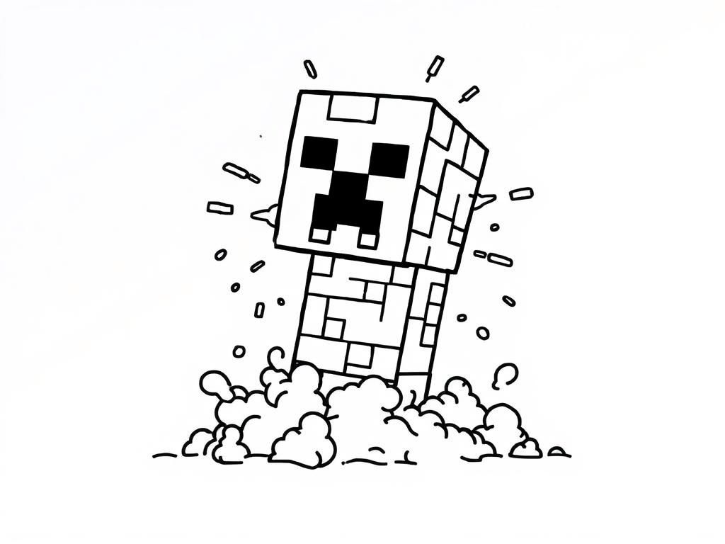 Minecraft Creeper Explosion Coloring Page