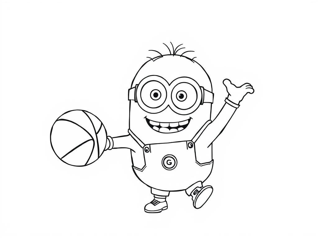 a minion playing basketball and having an extra arm