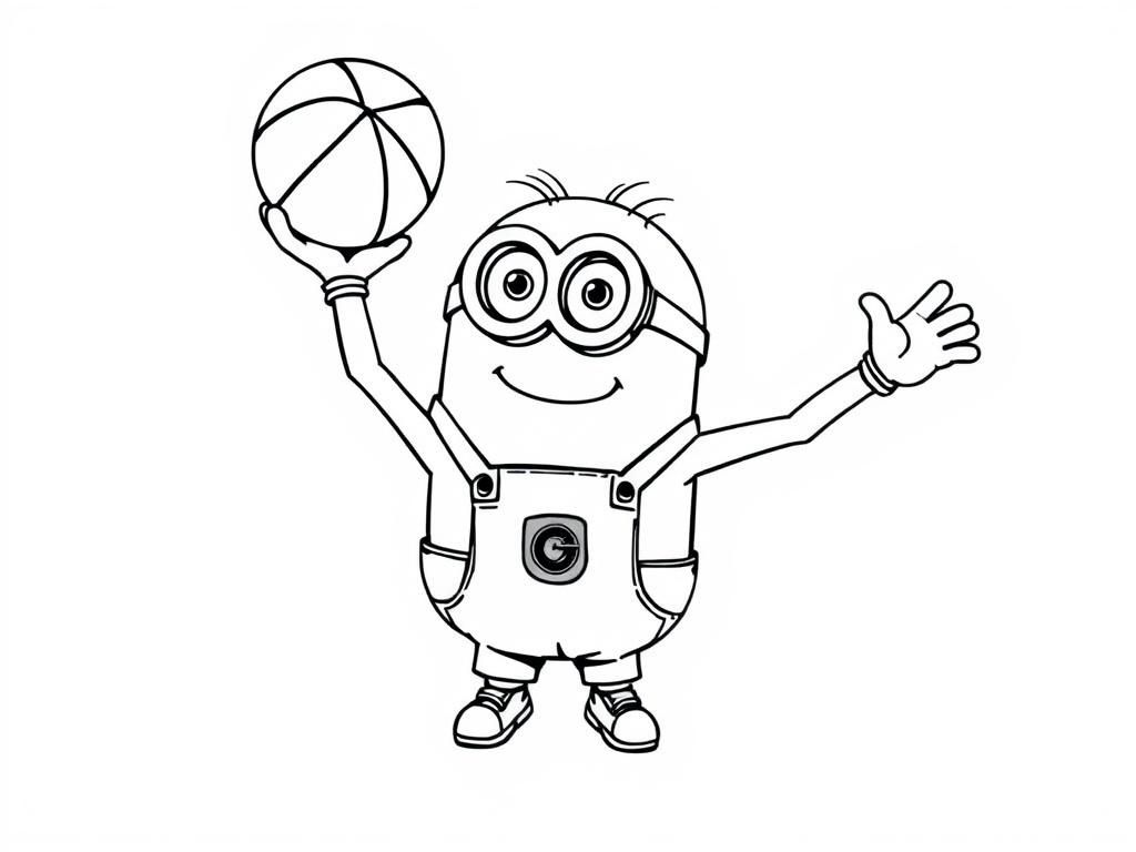 a minion playing basketball and having an three arms