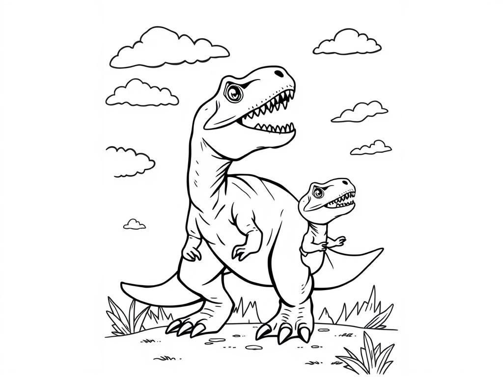 T-Rex Dinosaurs Coloring Page