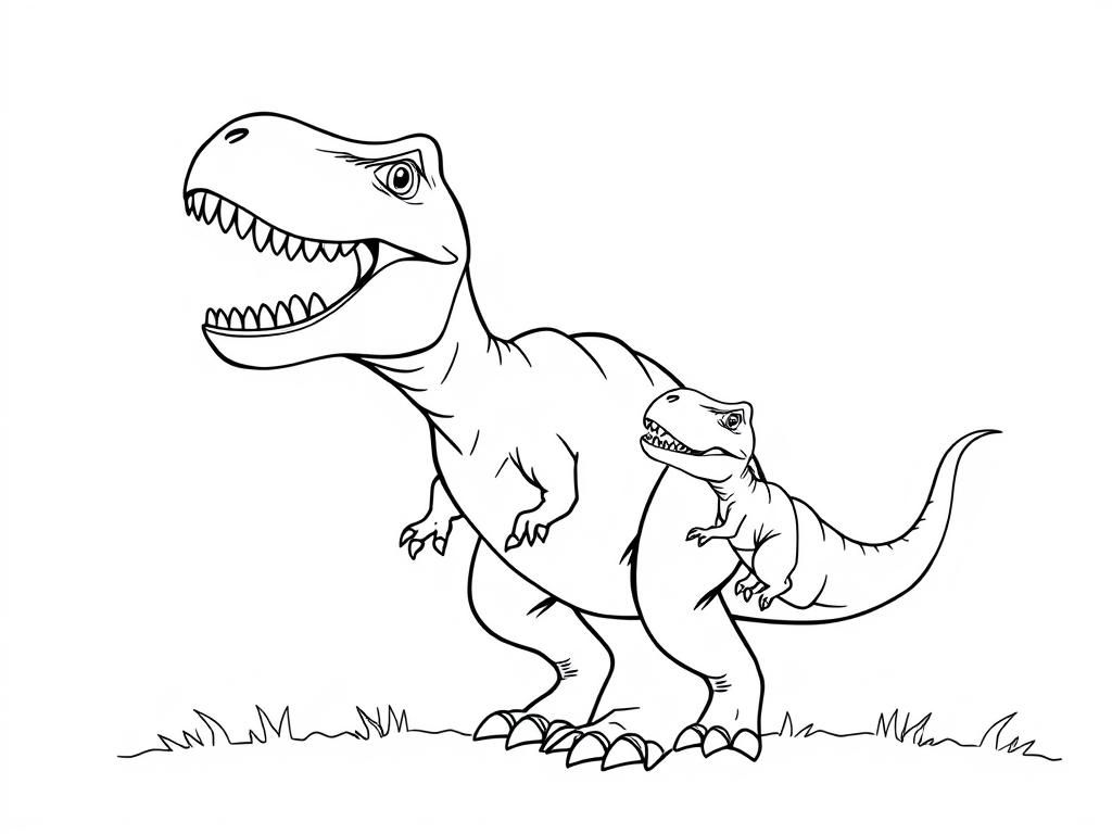 T Rex Family Dinosaur Coloring Page