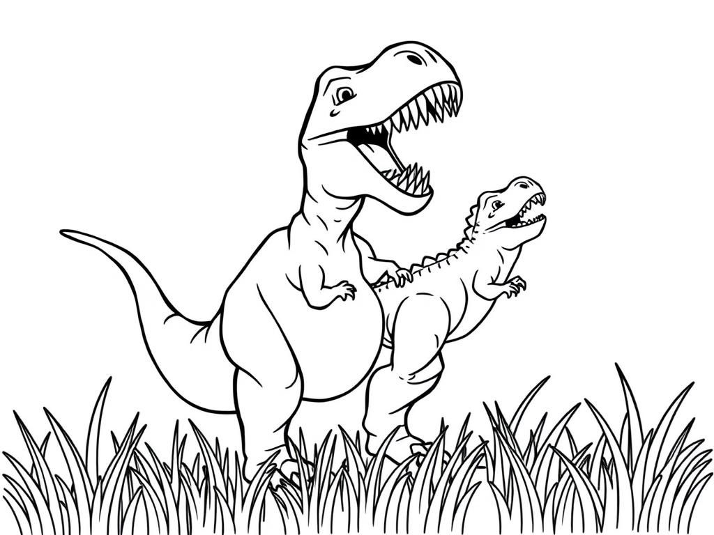 Dino Friends Coloring Page
