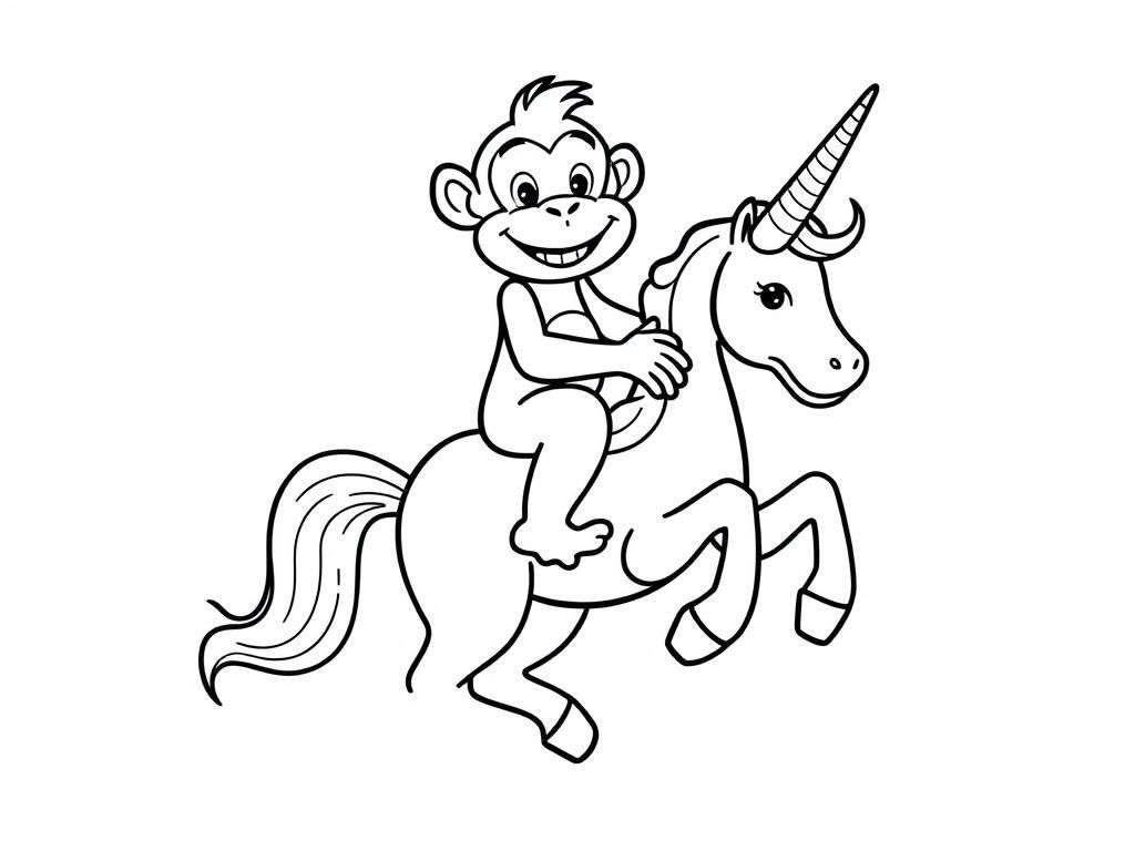 Monkey Unicorn Coloring Page Monkey Unicorn Coloring Page