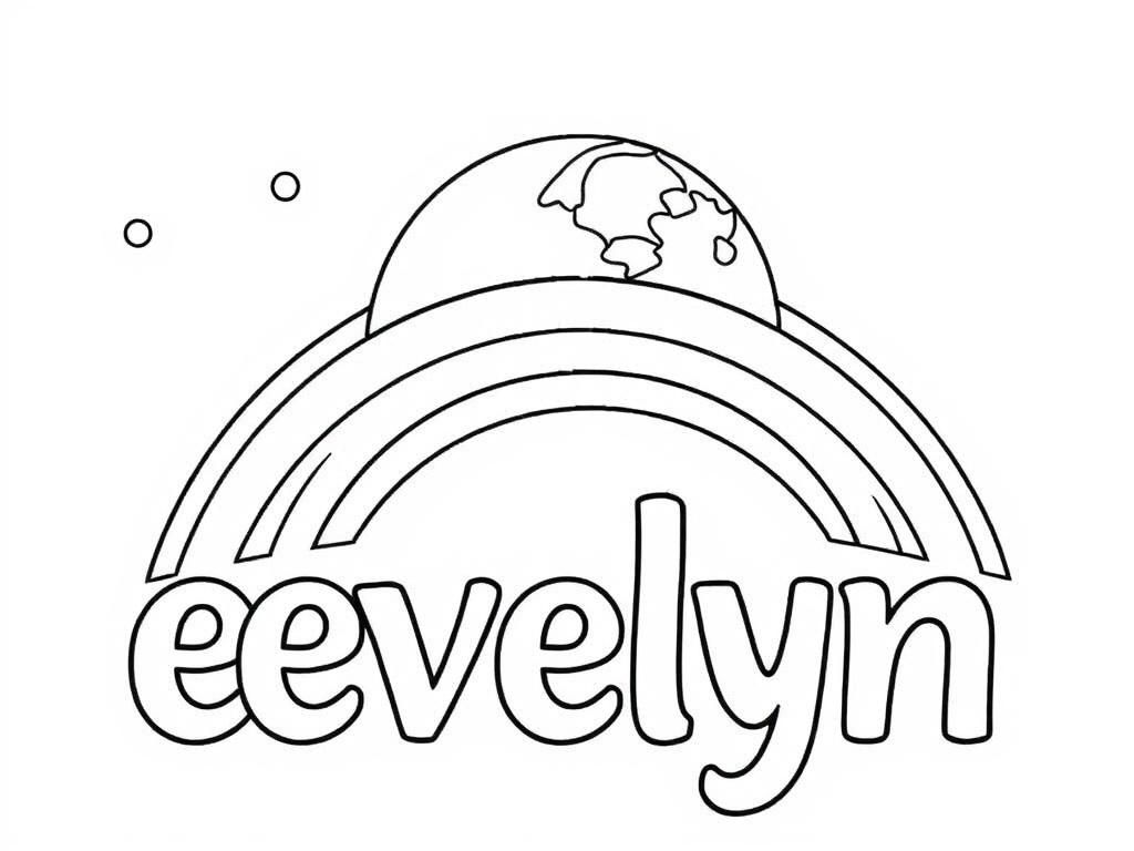 Preview of a moon and a rainbow in the background and the name "evelyn" in the foreground in bold capital letters
