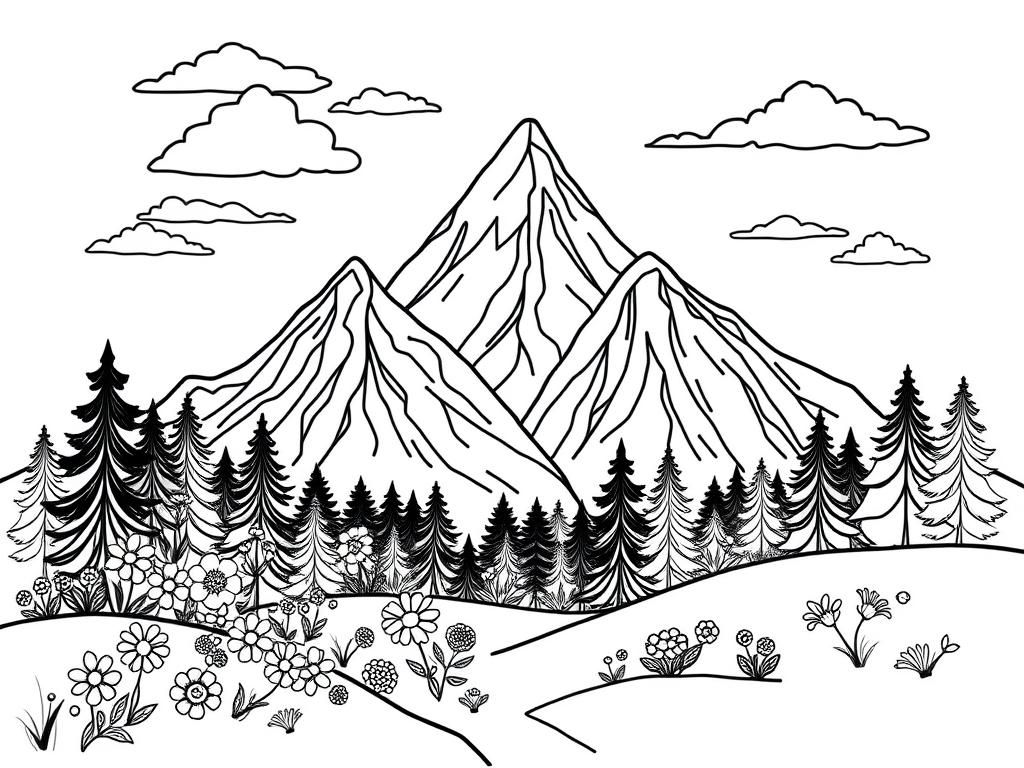 Mountain Coloring Page