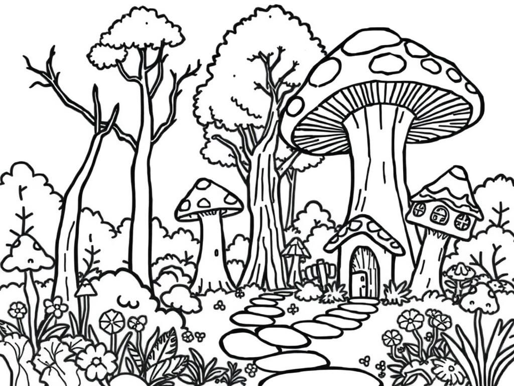 Kleurplaat Betoverd Bos