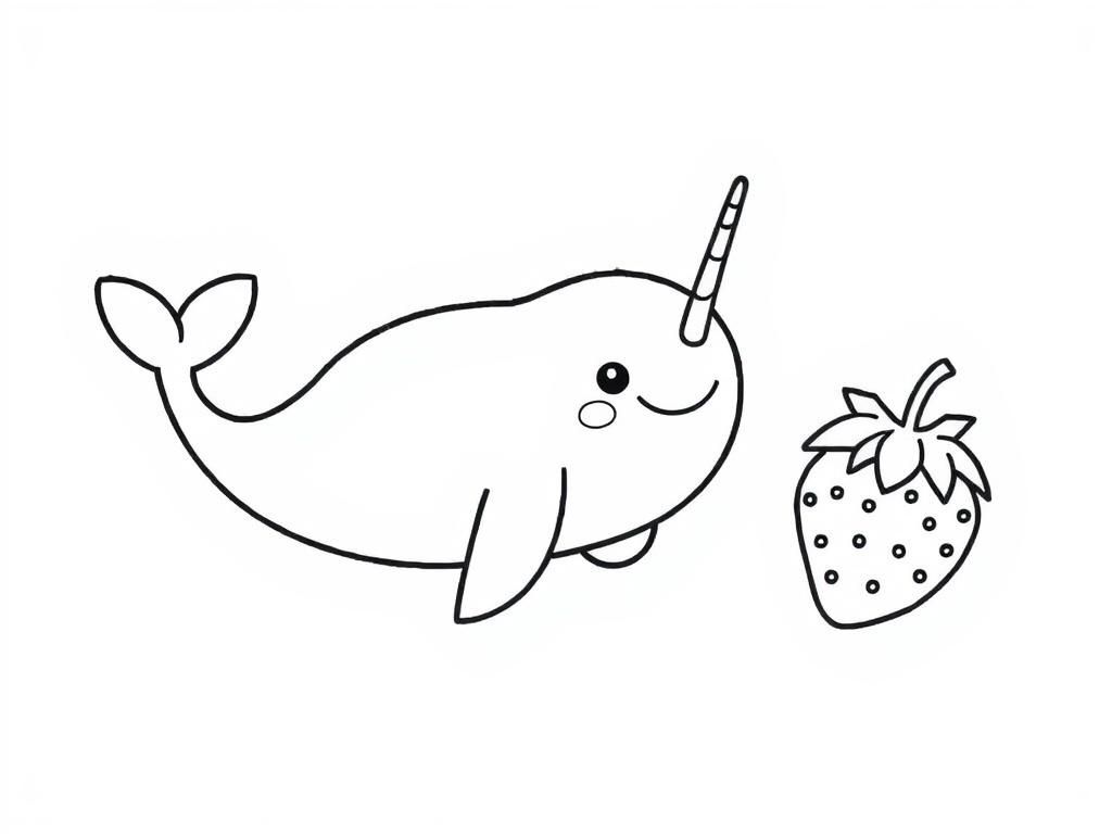 Preview of A narwhal and a cute strawberry