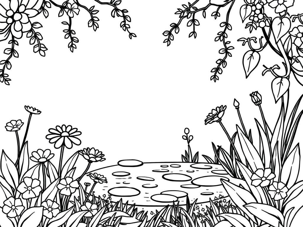 Preview of A nice garden with flowers and a pond with coi