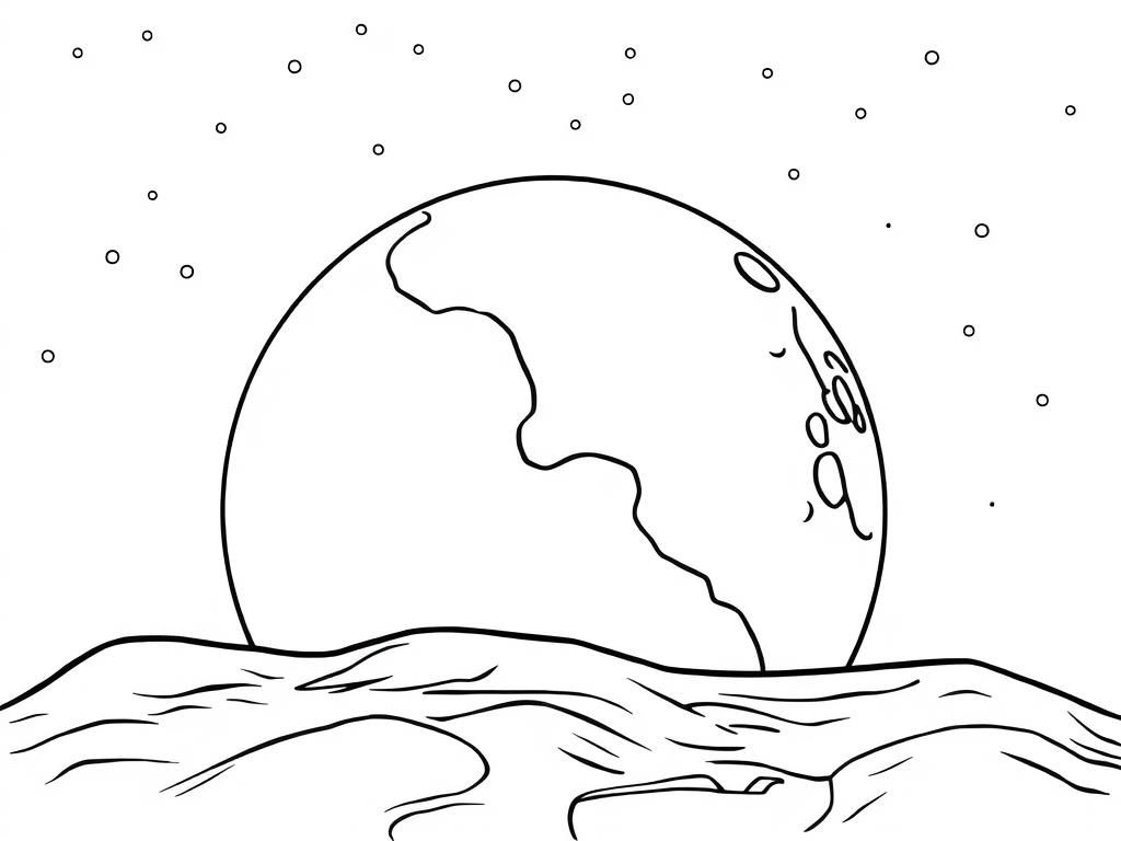 Preview of a night scene on earth drawn with very fine lines with a black sky with stars