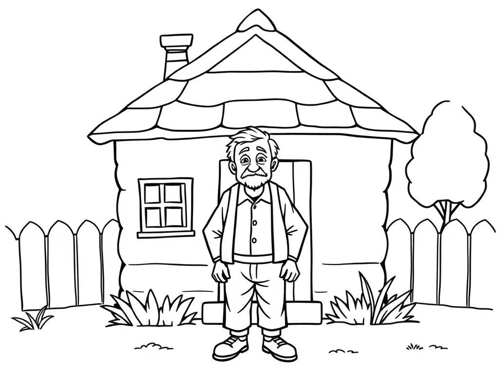 Old Man at Home Coloring Page