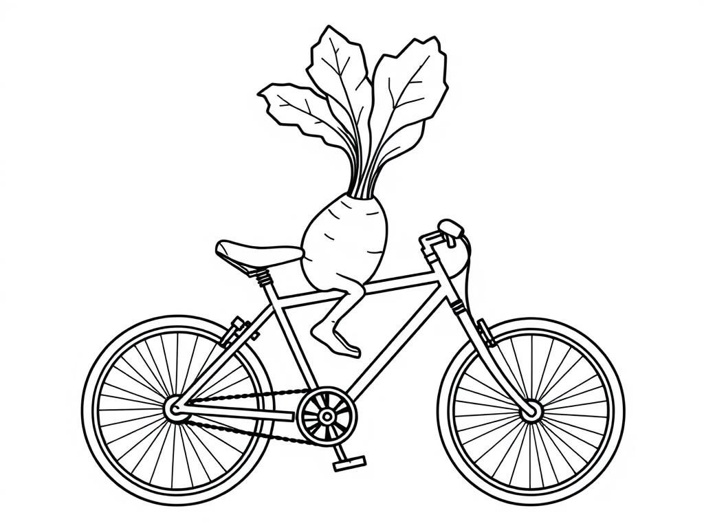 Coloring Page: Vegetable on a Bicycle