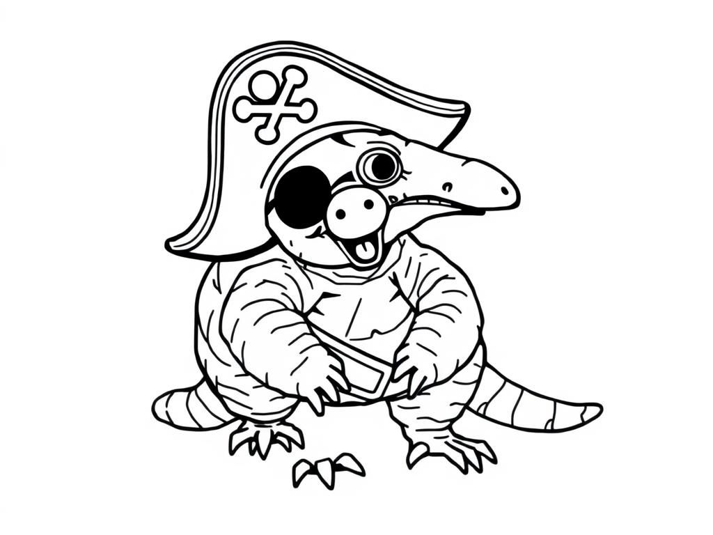 A pangolin dressed up as a pirate