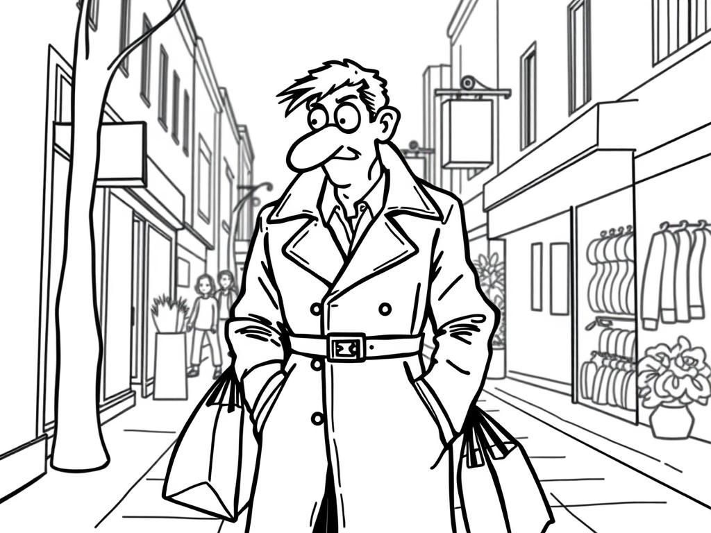 City Life Man Shopping Coloring Page