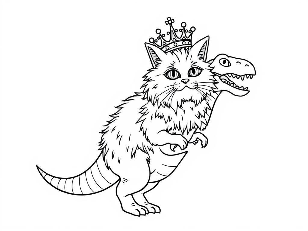Cat Dinosaur Hybrid Coloring Page