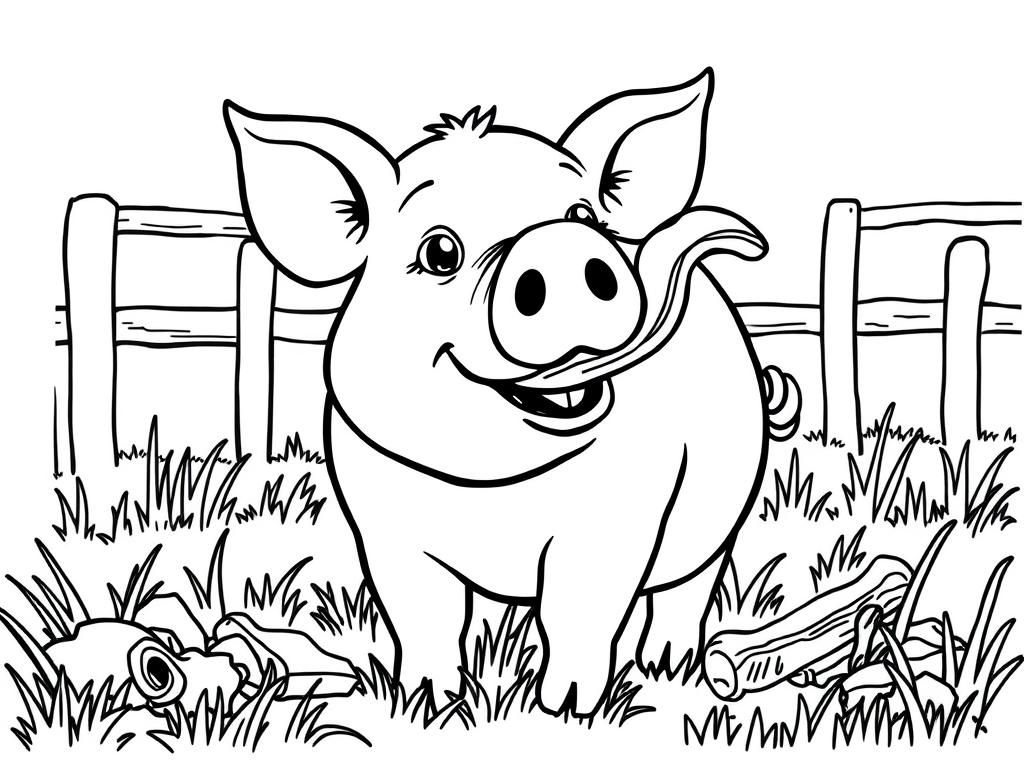 Smiling Pig Coloring Page