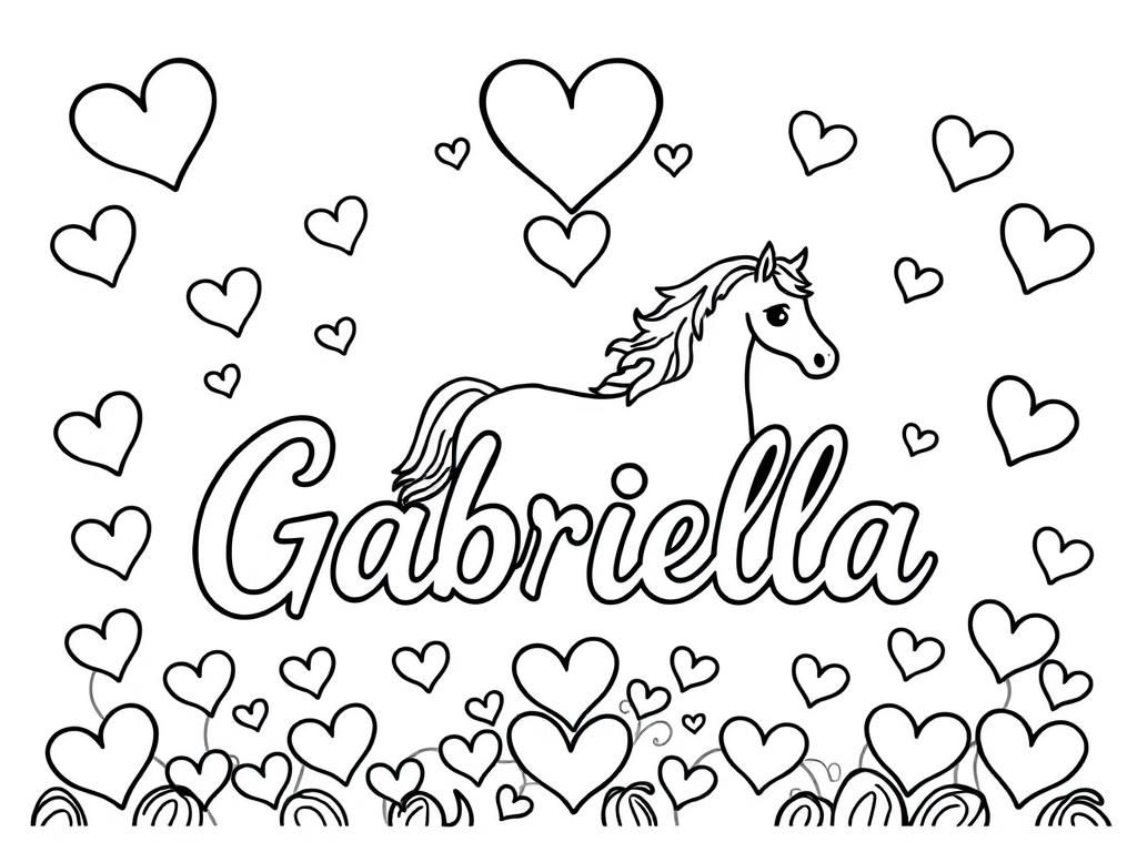 Coloring Page of a Horse Surrounded by Hearts