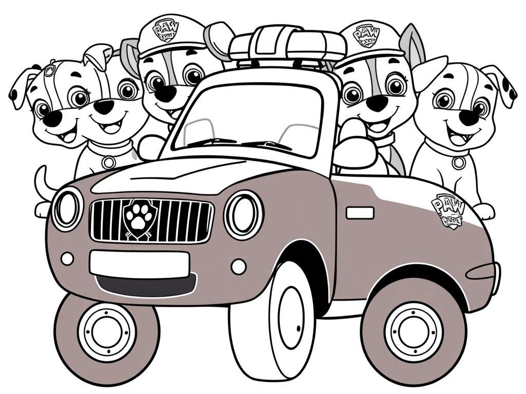 Preview of A Police Car and in the background the Paw Patrol puppies.